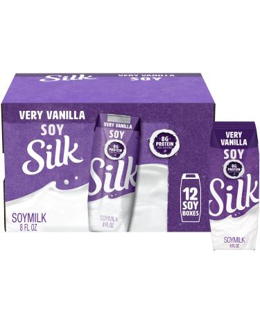 Silk Shelf-Stable Soy Milk Singles, Very Vanilla, Dairy-Free, Vegan, Non-GMO Project Verified, 8 oz. (Pack of 12)