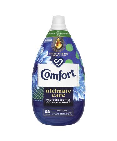 Comfort Ultimate Care Fresh Sky Ultra-Concentrated Fabric Conditioner bottle made of 100% recycled plastic* for complete clothes protection 58 Wash 870 ml 870 ml (Pack of 1) Fresh Sky