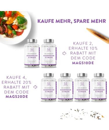 High-Dose Magnesium Citrate Capsules 2231mg - 180 Vegan Capsules for Optimal Absorption | Tri-Magnesium Citrate Powder 357mg Daily Dose - Buy Online on GoSupps.com