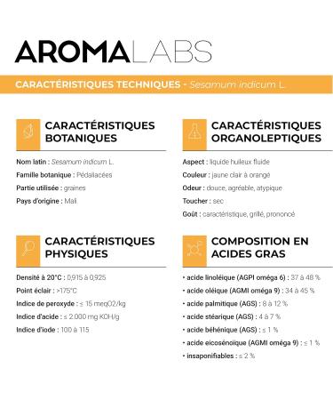 Aroma Labs - Organic Sesame - Virgin and AB Certified Vegetable Oil - 100 mL - Buy Online on GoSupps.com