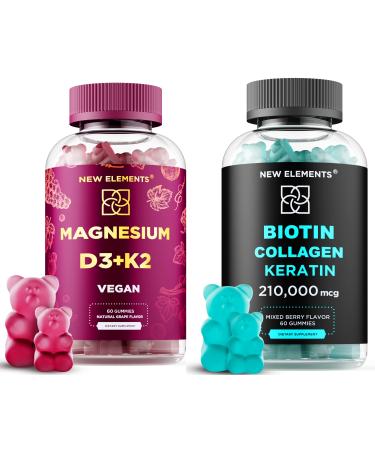 New Elements Magnesium Gummies & Biotin Collagen Keratin Gummies