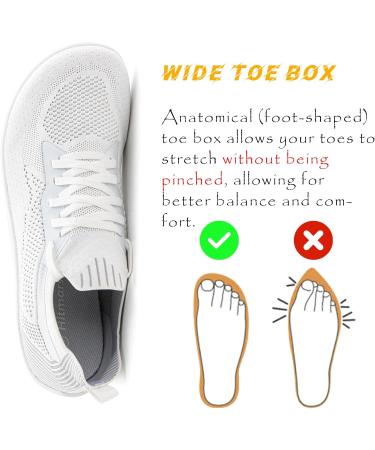 Anokar Unisex Barefoot Shoes | Wide Toe Box & Zero-Drop Sole | Size 37-47 | White 43 EU | Comfortable & Supportive Footwear for All - Buy Online on GoSupps.com
