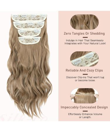 4PCS-11Clips Curly Synthetic Hair Extensions 22 Inches - Golden Brown - Buy Online on GoSupps.com