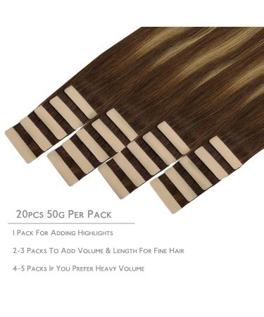 Buy If-alife 20pcs 30g 25cm Balayage Chocolate Brown to Caramel Blonde Remy Invisible Tape Extensions - Silky Straight Skin Weft Hair Extensions - Buy Online on GoSupps.com