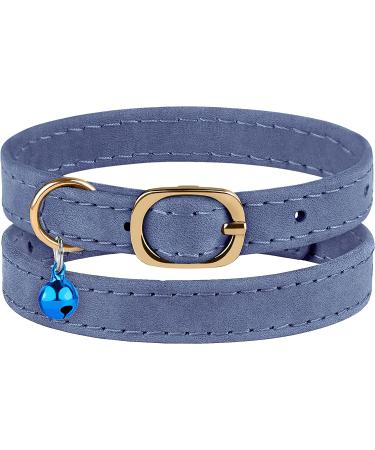 Murom Adjustable Soft Genuine Leather Cat Collar - Smoky Blue - Buy Online on GoSupps.com