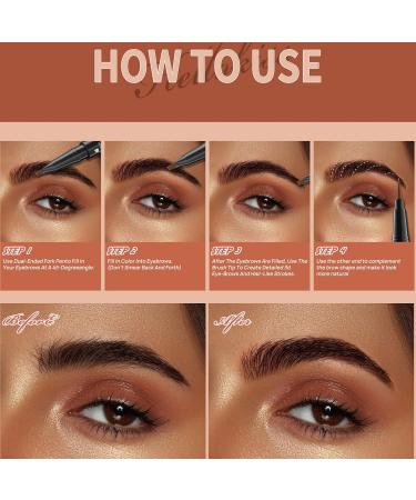 CHAKAE 2 in 1 Liquid Eyebrow Pencil Dual-ended with Four Fork Tips for Natural Eyebrows Waterproof and Sweatproof for Women - Buy Online on GoSupps.com