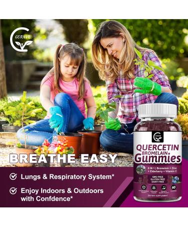 (2 Pack) Quercetin Gummies - Quercetin with Bromelain 2378mg - Blend with Elderberry, Echinacea Purpurea Extract, Zinc, Vitamin C,D3,K2, Complex Supports Immune, Cardiovascular & Respiratory Function 60 Count (Pack of 2) - Buy Online on GoSupps.com
