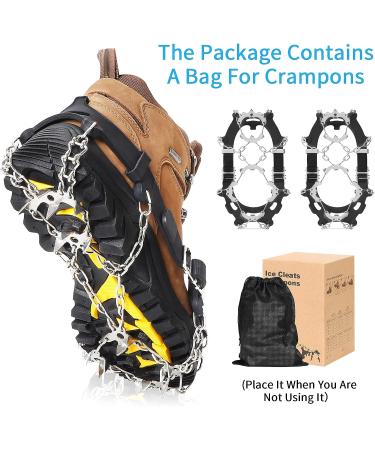 Doormoon Adjustable Ice Cleats for Hiking - 19 Stainless Steel Spikes - Anti-Slip Snow Grips for Boots/Shoes - Men/Women M US 5-8 ECR 36-41 - Buy Online on GoSupps.com
