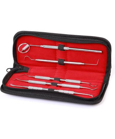 5er Dental Oral Care Set - High-Quality Stainless Steel Tooth Cleaning & Tartar Remover | Dental Probe Mouth Mirror & Scaler by Heavysun - Buy Online on GoSupps.com