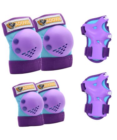 Kids Knee Pads Elbow Pads Wrist Guards, Youth Protective Gear Set, Toddler Knee Pads and Elbow Pads Set for Girls Boys Sports Roller Skates Cycling Skateboard BMX Bike Inline Skatings Scooter Riding M(615 years old) Blue/Purple