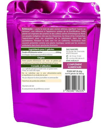 NAKURU | Echinacea | Boost Range | Made in France | The Purple Rudbeckia! (90 Vegetable Capsules of 285mg / Net Weight: 25. - Buy Online on GoSupps.com
