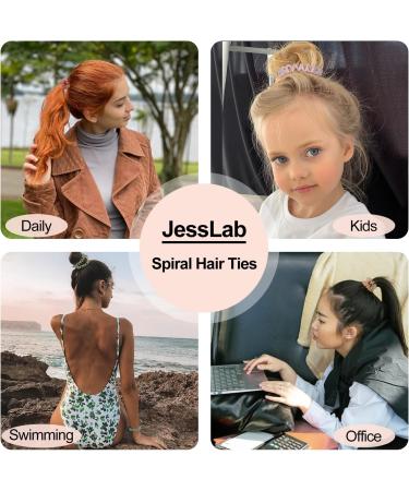 JessLab Spiral Hair Ties 20 Pcs - No Crease Ponytail Holders & Bracelets for Girls and Women - Steel Beaded - Traceless Phone Cord Design - Buy Online on GoSupps.com