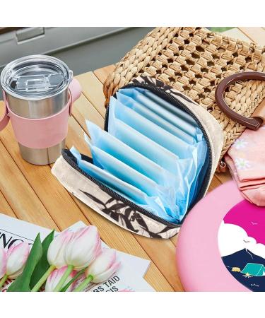 Stylish Menstruation Pad Bag with Zipper | Women's Napkin & Tampon Storage | Ink Wash Painting Bamboo Design - Buy Online on GoSupps.com