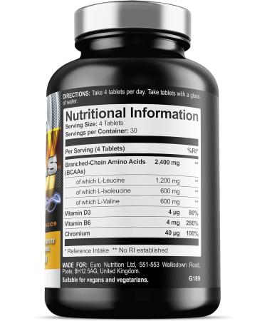 BCAA Tablets 2400mg (120 Count) with Vitamin D - Vegan & Vegetarian Friendly - Promotes Muscle Function - Buy Online on GoSupps.com