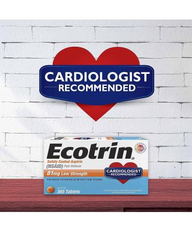 Ecotrin Low Strength Safety Coated Aspirin 81mg - 365 Tablets | NSAID for Pain Relief - Buy Online on GoSupps.com