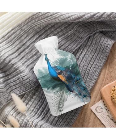 Blue Peacock Hot Water Bottle with Plush Cover - Hand Warmer for Adults & Children | 26.5x15.3cm - Shop Internationally! - Buy Online on GoSupps.com