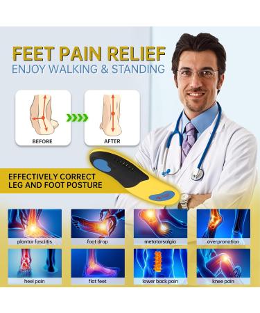 Arch Support Insoles for Plantar Fasciitis | Pain Relief for Flat Feet | Shock Absorption | Fits Men's 6-6.5 & Women's 8-8.5 | No Trimming Needed - Buy Online on GoSupps.com