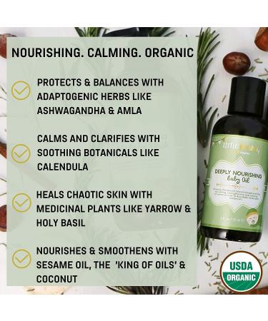USDA Organic Baby Oil | Natural Adaptogenic Massage Oil with 12 Healing Herbs | Calms Skin Irritations & Fussiness | Fragrance-free - Buy Online on GoSupps.com