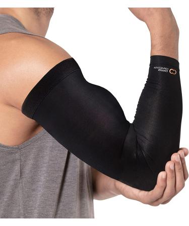 Copper Compression Arm Brace - Large Sleeve for Arms, Forearm, Bicep - Ideal for Tennis Elbow, Basketball, Golf, Arthritis - Copper Infused for Tendonitis, Bursitis, Osteoporosis - Post Surgery & Physical Therapy Support - 1 Count - Buy Online on GoSupps.com