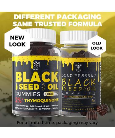 Organic Black Seed Oil Gummies - 1000mg High Potency Antioxidant - Skin, Hair & Immune Support - No Aftertaste - 2 Pack/120 Count - Buy Online on GoSupps.com