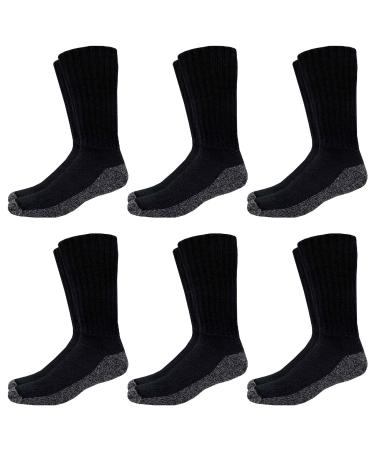 Catawba Sox Foot Comfort 6 Pairs Diabetic Care Crew Unisex Socks (Black  X-Large) Black X-Large