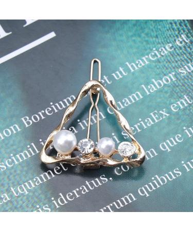 Aneneiceera Pearl Gold Crystal Hair Clip Barrette - Triangle Hair Pin for Women and Girls - Buy Online on GoSupps.com