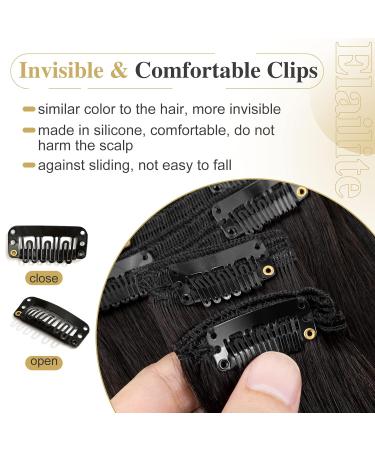 Elailite 100% Remy Human Hair Clip in Extensions - Double Wefts Thick Volume 35cm 120g - #1B Natural Black - Buy Online on GoSupps.com