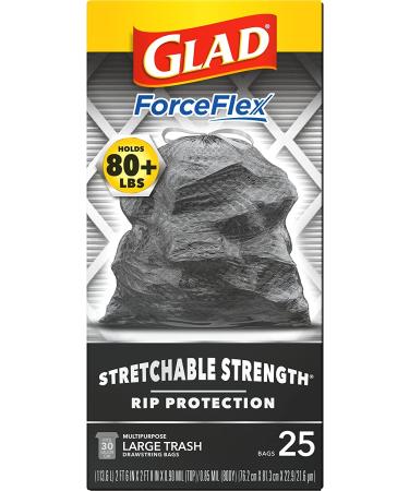 Glad ForceFlexPlus Black Large Drawstring Trash Bags 30 Gal - 25 Ct | 25 Count | Standard Packaging - Buy Online on GoSupps.com