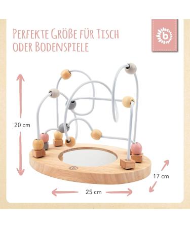 Shop Bieco Motoric Loop with Mirror - Pink & Gray | Learn & Play Motor Skills Toy for Babies | Wooden Learning Toy for Kids 1+ | Modern Labyrinth Game - Buy Online on GoSupps.com