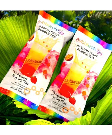 Bubbleology Passion Fruit Bubble Tea with Strawberry Popping Boba Pack of 2 - Buy Online on GoSupps.com