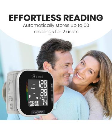 Care Touch Platinum Black Wrist Blood Pressure Monitor - Automatic BP Monitor with Adjustable Cuff and Irregular Heartbeat Indicator - Buy Online on GoSupps.com