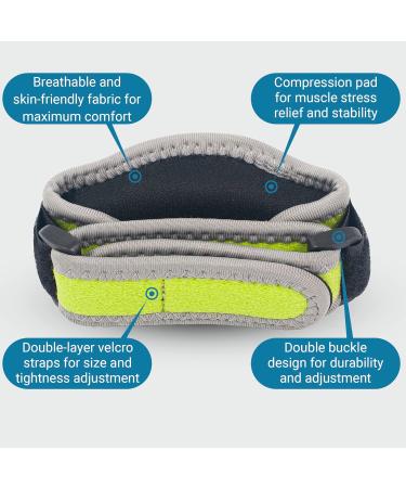 360 RELIEF Tennis & Golfers Elbow Support Brace - Adjustable Strap for Men & Women | Pain Relief for Tendonitis & Arthritis | 1 Pair Green with Mesh Laundry Bag - Buy Online on GoSupps.com
