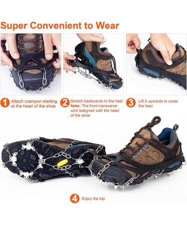 AlwaysGO Crampons Ice Cleats - 19 Micro Spikes Stainless Steel Snow Grips for Hiking Boots - Anti-Slip Mountaineering & Ice Climbing Gear - Buy Online on GoSupps.com