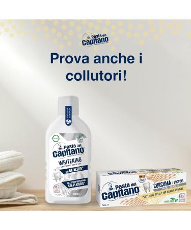 Buy Pasta del Capitano Organic Toothpaste with Turmeric & Propolis - 100% Made in Italy 75ml Tube for Complete Oral Hygiene - Buy Online on GoSupps.com