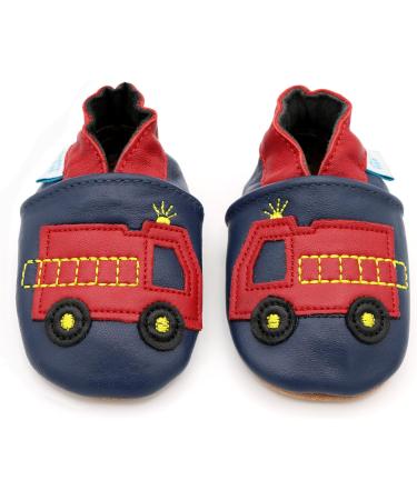 Dotty Fish Soft Leather Fire Engine Toddler Shoes for Boys | Non-Slip Suede Soles | 0-6 Months to 4-5 Years - Buy Online on GoSupps.com