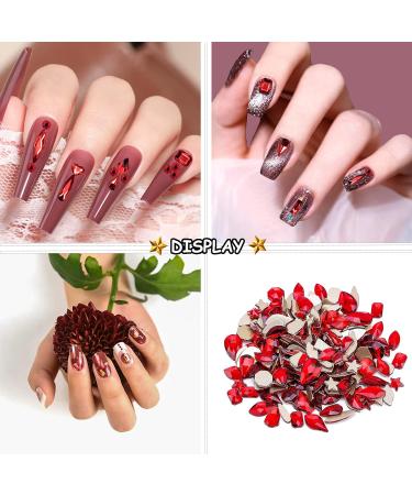 3100Pcs Red Nail Rhinestones by HOINCO - DIY Nail Art Gems & Charms with Tweezers | Perfect for Nail Design - Buy Online on GoSupps.com