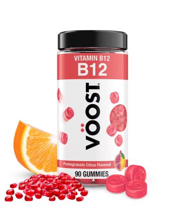 Voost Vitamin B12 Gummies Supplement with 500mcg Vitamin B12 for Energy Support at the Cellular Level* Adult Chewable Vitamin Pomegranate Citrus Flavored 30 Day Supply - 90 Count