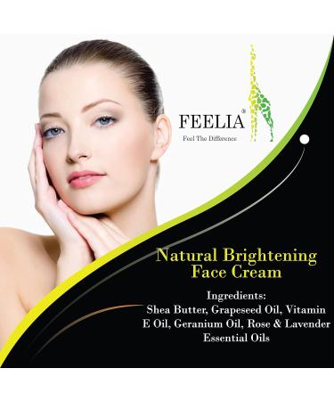 Feelia - Natural Brightening Face Cream - Improve Uneven Skin Tone Sun Damage Anti-aging properties with Vitamin E Shea Butter Grapeseed Geranium Rose & Lavender Oils - 50g - Buy Online on GoSupps.com