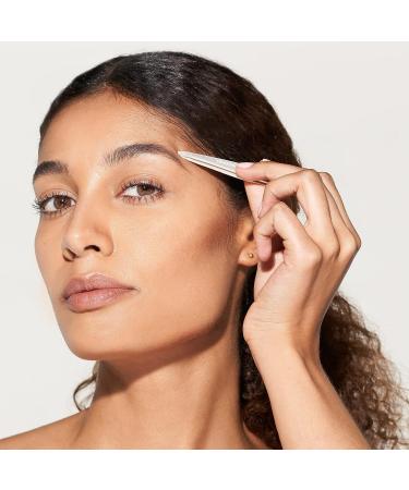 Tweezerman Stainless Steel Slant Tweezer - Platinum Silver Eyebrow Tweezers for Women and Men - Buy Online on GoSupps.com