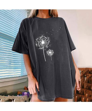 Vintage Oversized Women's Short Sleeve T-Shirt - Letter Print Graphic Tee in Grey - Size Medium - Buy Online on GoSupps.com