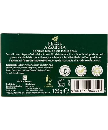 Felce Azzurra Organic Almond Soap - Gentle and Nourishing Soap with Organic Almond Flour for a Fine Exfoliating Effect - Dermatologically Tested - 1 Pack (1 x 125 g) - Buy Online on GoSupps.com