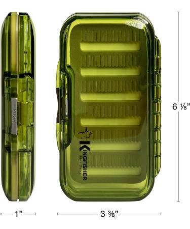 Kingfisher Fly Fishing Waterproof Fly Box Green - Foam Insert | Spring Loaded Lid - Buy Online on GoSupps.com