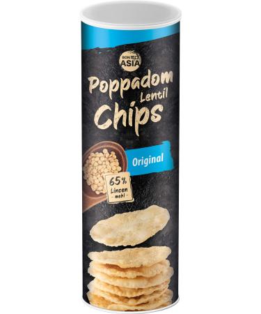 BONASIA BONASIA Poppadom Lentil Chips Original - Lentil Chips Lightly Salted 65% Lentil Flour Gluten Free Vegan (1 x 70g)