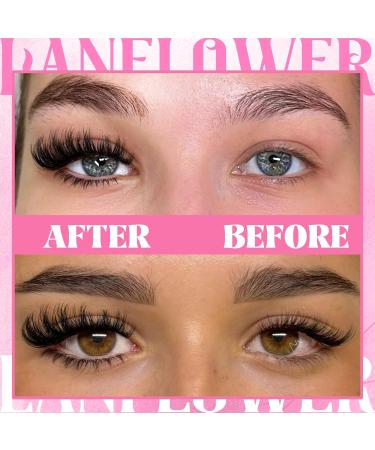 Lanflower Lash Clusters Kit - 120D Thick Volume Waterproof Eyelash Extensions with Bottom Lashes | Fluffy D Curl Individual Lashes (10-18mm) - Ideal for International Shipping - Buy Online on GoSupps.com