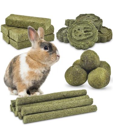 ERKOON 25Pcs Bunny Chew Toys, 100% Natural Timothy Hay Chew Biscuit&Treats Sticks, Chew Toy for Teeth for Rabbit Chinchilla Guinea Pig Hamster Gerbil Squirrel, 8.5oz - Buy Online on GoSupps.com