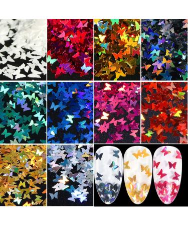 3D Butterfly Nail Glitter Sequins - 12 Colors Holographic Butterfly Nails Supply for Manicure Tips & Decoration - Buy Online on GoSupps.com