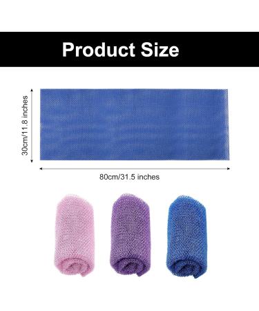 3 Pcs African Exfoliating Net Back Scrubbers - Shower Body Sponge Set for Deep Cleaning - Men and Women - Purple Pink Blue - Buy Online on GoSupps.com