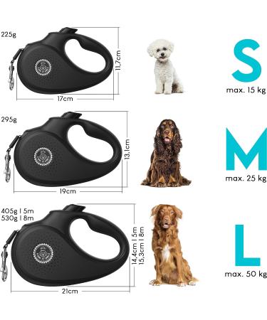Dog is K nig 5m Roller Dog Leash | High-Quality Extendable Leash for Small & Large Dogs | Robust Design | Comfort Handle | Smart Brake System | Night Black - Buy Online on GoSupps.com