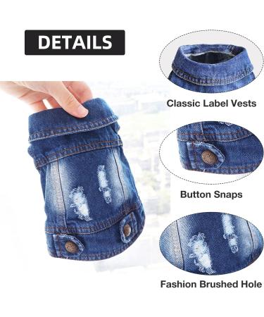 SILD Pet Clothes Dog Jeans Jacket | Cool Blue Denim Coat for Small & Medium Dogs | Classic Hoodies & Vintage Washed XS Blue - Buy Online on GoSupps.com