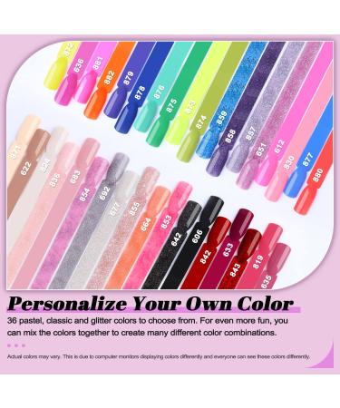 Lavender Violets 36 Color Quick Drying Dip Powder Nail Set - Glitter, Nude, Red, Pink, Yellow, Green - Fast Dry Dip Powder Nail Kit for Home Salon Manicure - Buy Online on GoSupps.com